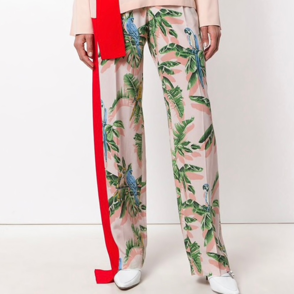 Stella McCartney birds of paradise print wide leg lounge pants